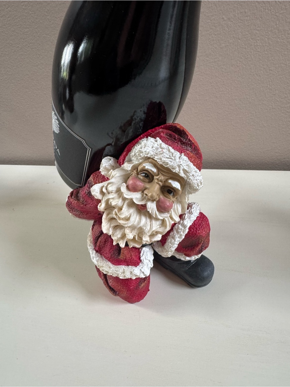 Holiday Santa Wine Bottle Holder - Red Santa Décor